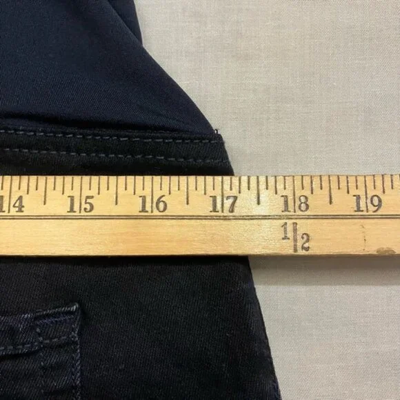 Isabel Maternity Women's 12 Black Crossover Panel Bermuda Jean Shorts Over Belly - Picture 14 of 14